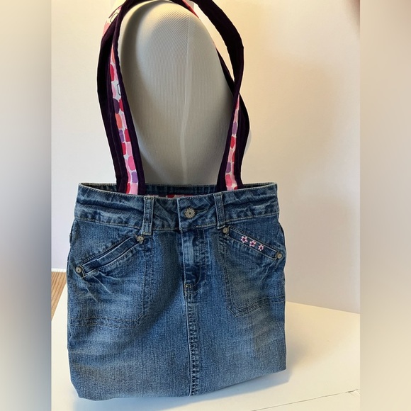 Denim Upcycled Tote, Handmade - Picture 2 of 8